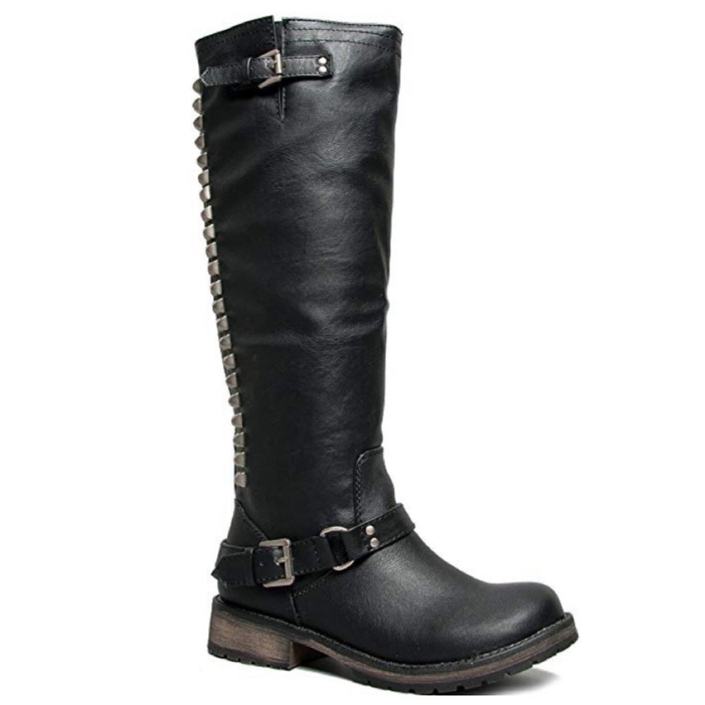 BOUTIQUE Studded The TROOPER Motor Cycle Riding Boot w/Ankle Belt Size 5.5